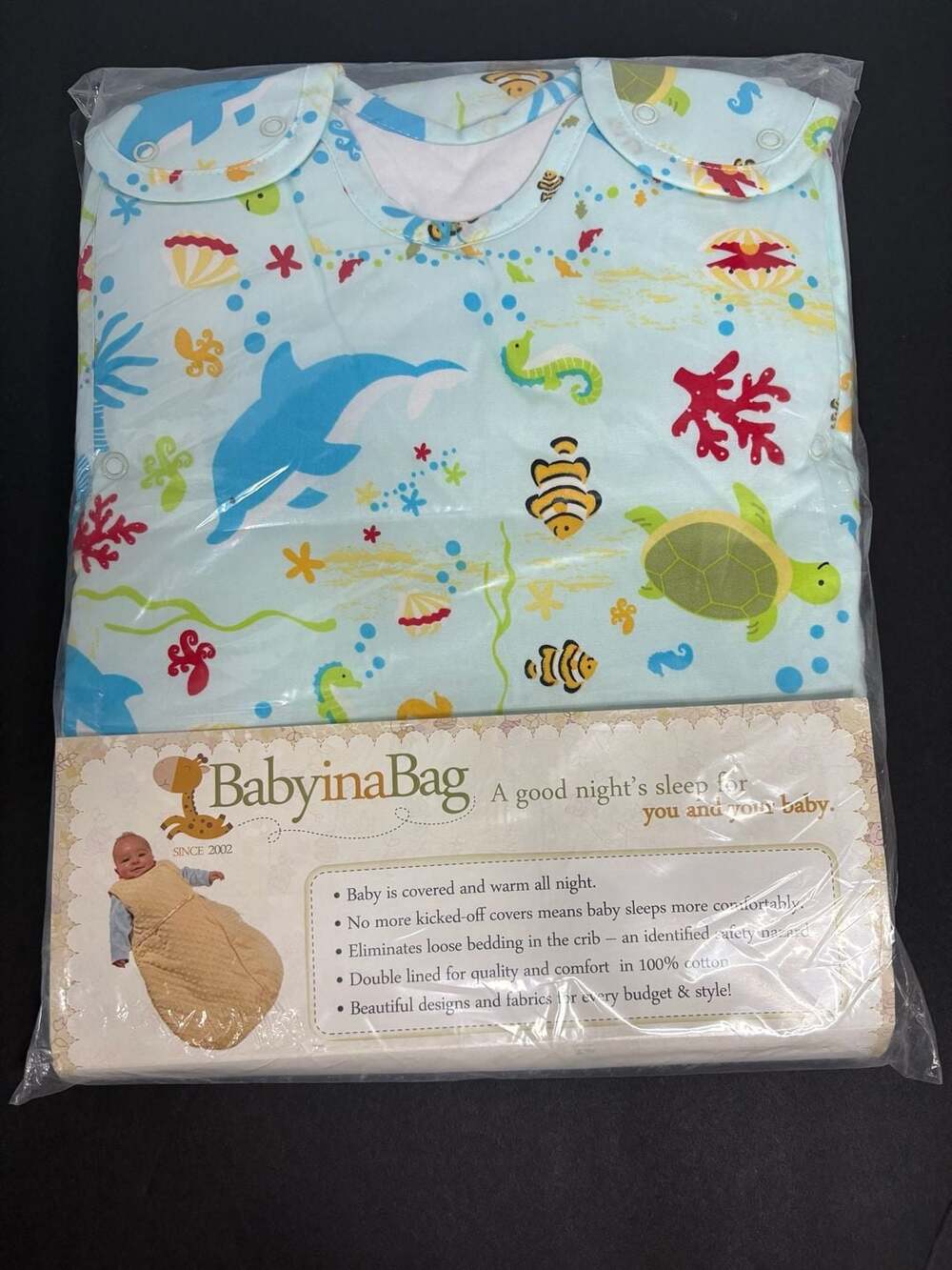 Babyinabag 100% Cotton Baby Sleeping Bag, Ocean Life Print
